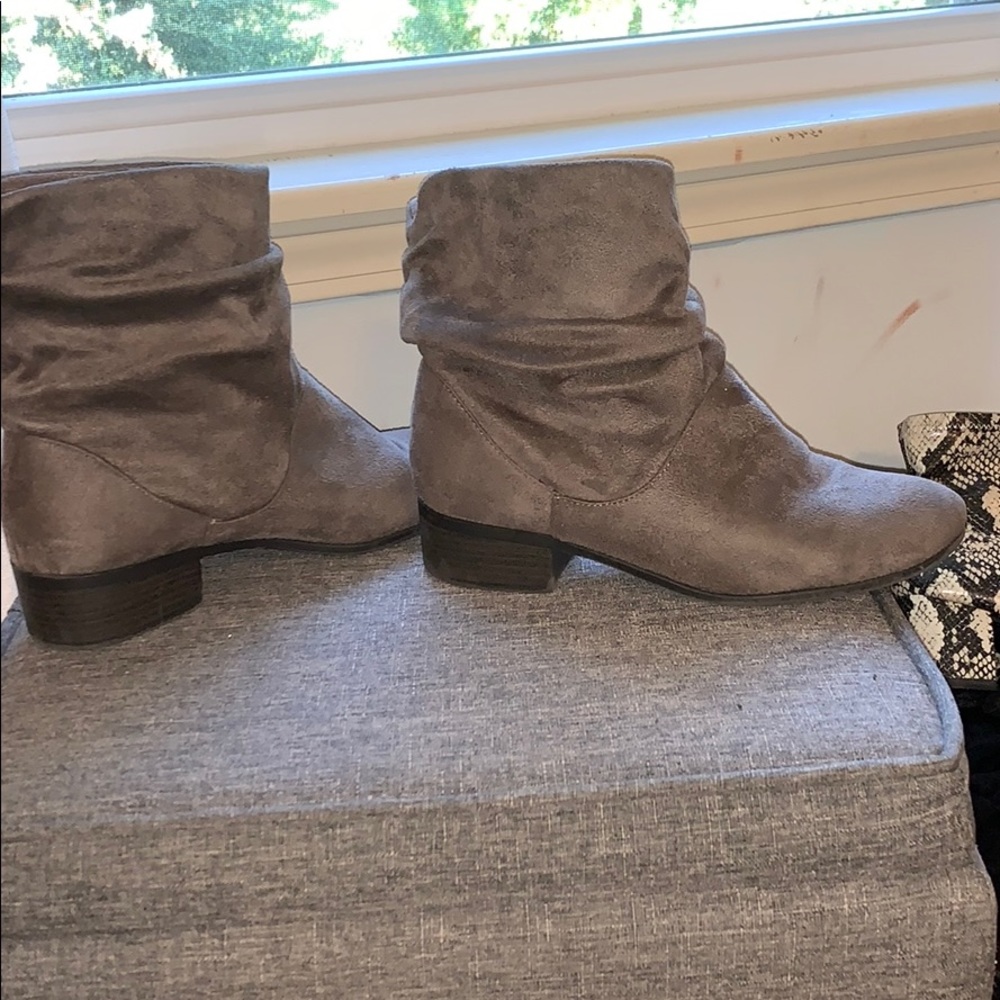 gray velvet ankle boots